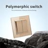 Luxury Crystal Tempered Glass Panel Gold Wall Switch Flame Retardant 2 Gang 1 Way Wall Rocker Switch On / Off WESA