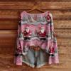 Women's Fashion Long Sleeve Christmas Snowman Snowflake Print Jacket Cardigan
