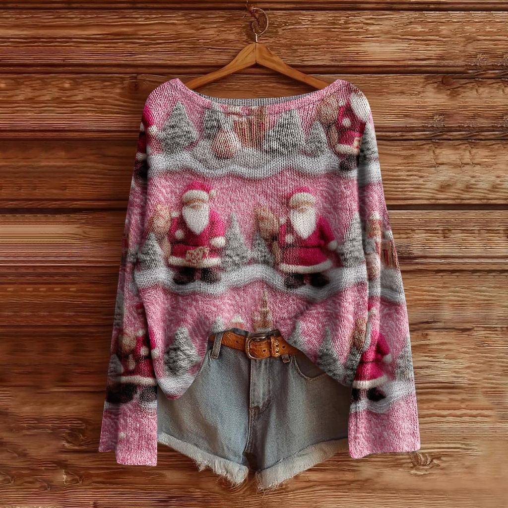 Women's Fashion Long Sleeve Christmas Snowman Snowflake Print Jacket Cardigan
