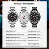 OPK 8129 Fashion Quartz Wristwatch for Man Calendar Luminous 24 Hour Moon Phase Steel Strap Waterproof Classic Men Watch