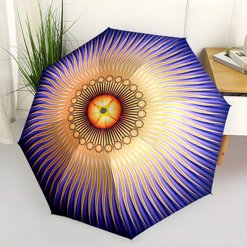 

1pc Flower Mandala Automatic Opening and Closing Folding Umbrella with 8 Iron Ribs - Portable, Foldable for Travel yy251124158