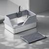 Extra Large Stainless Steel Cat Litter Box with High Walls and Side Opening