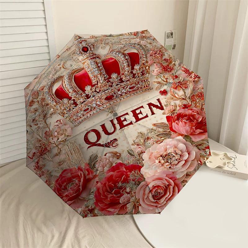 

1PC Crown Queen Umbrella-8-Rib Reinforced, Automatic Open, Lightweight & Durable, Cute Fashion Accessory for Outdoor-P19