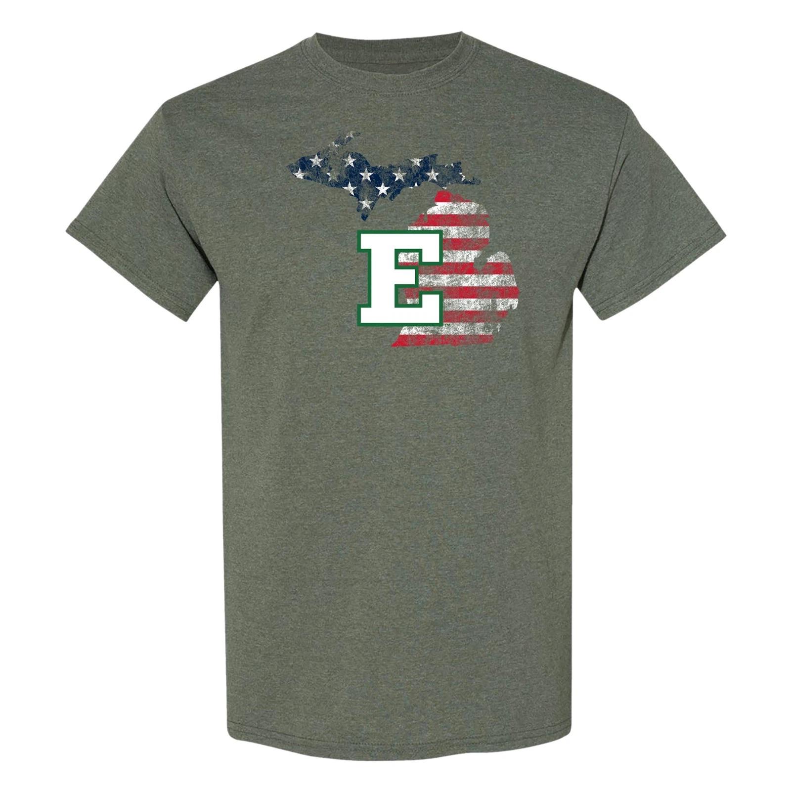 Eastern Michigan Patriotic State Silhouette T-Shirt - Heather Military L