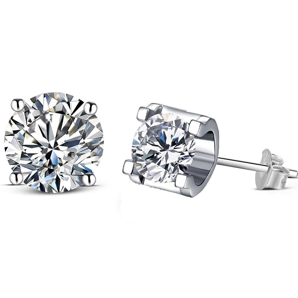 Real 0.5 Carat D Color Moissanite Stud Earrings 925 Sterling Silver Gemstones Fine Jewelry For Women Gift