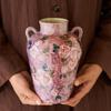 Ceramic Vase Hand-painted Rose Flower Vase Hand-made Ceramic Bottle Floral Arrangement Accessories Home Decoration