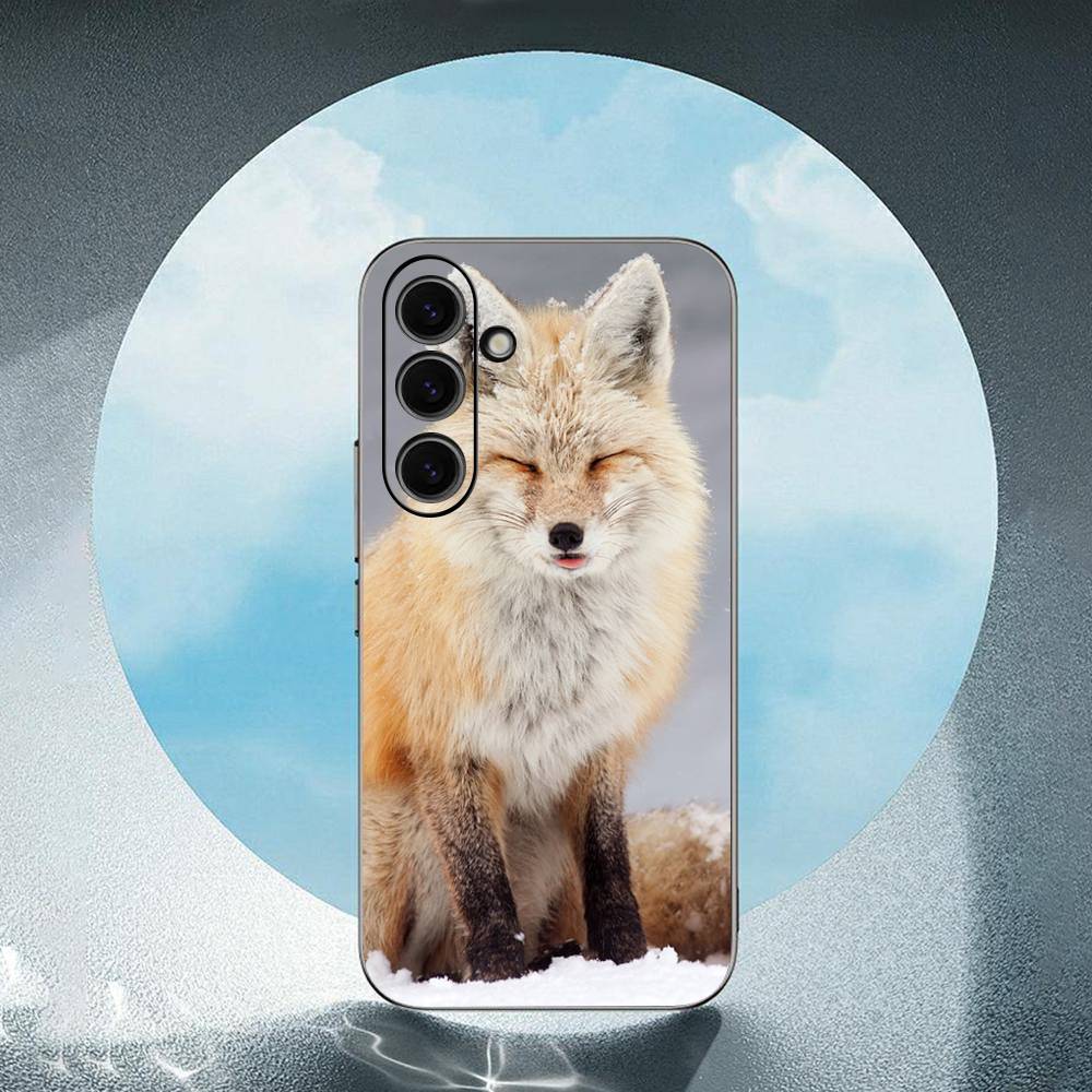 Animal Fox Luxury Black Phone Case For Samsung Galaxy S23 S24 S25 Ultra S22 Plus S21