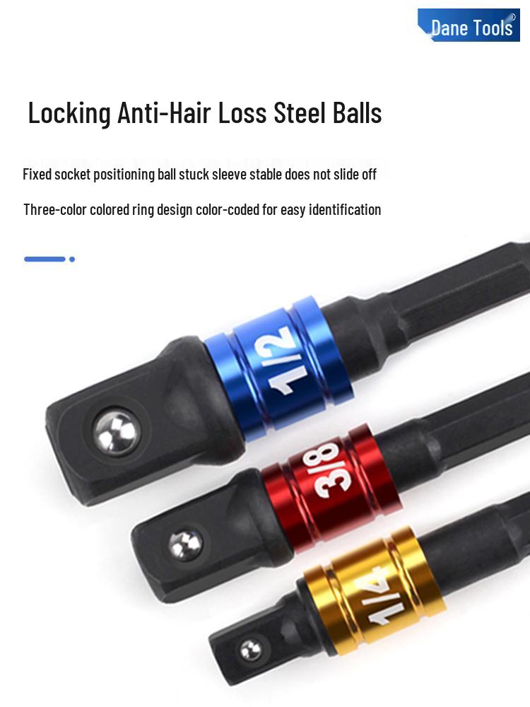Electric Wrench Head Socket Adapter: Hex Shank to Square Drive Extension