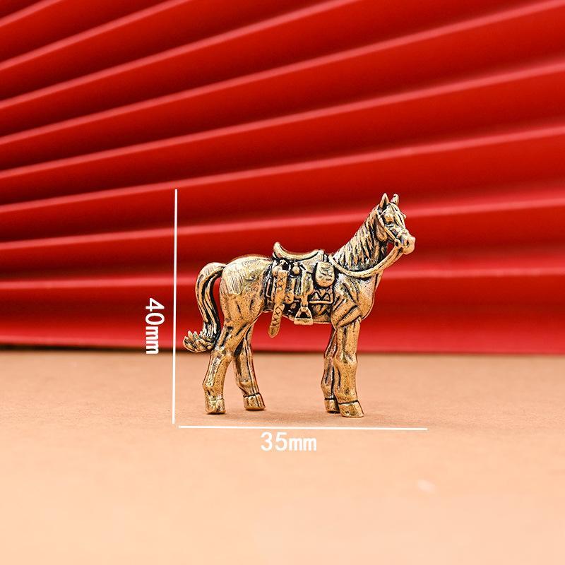1 Pc Brass Horse Figure Home Decor Ornament Handicraft Get Rich Theme Statuette for Enhancing Wealth And Equestrian Decor