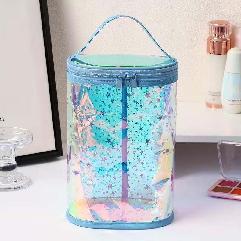 Large Clear PVC Star Shape Cosmetic Bag With Handle - Transparent Zipper Storage Bag, Unisex, Durable And Portable