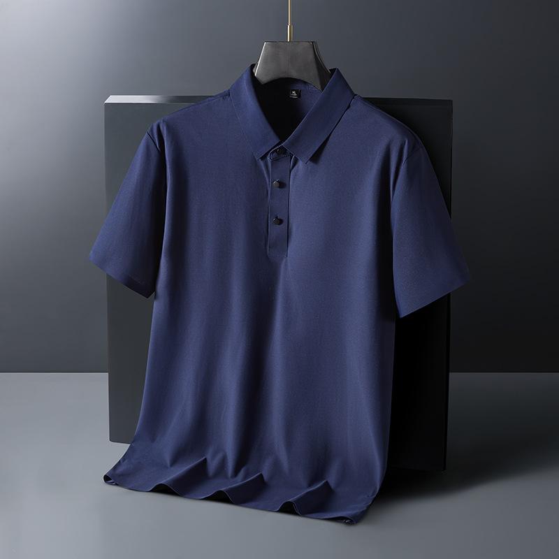 

Новая мужская одежда для молодежи и людей среднего возраста, содержащая шелковую футболку с короткими рукавами из тонкого ледяного шелка, повседневная простая универсальная футболка 4XL