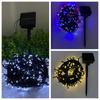 Remote-Controlled Solar Fairy String Lights, Waterproof, Dark Green Wire, Ideal for Christmas, Courtyard, and Camping Decorations.