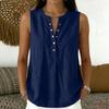 Women Sleeveless V Neck Button Front Loose Fit Casual Tank Top Lightweight Summer Blouse for Daily Wear Office Travel