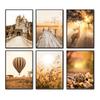 Autumn Deer Castle Fallen Leave Poster Pier Plant Forest Print Wall Art Pictures Canvas Painting For Living Room Home Decor
