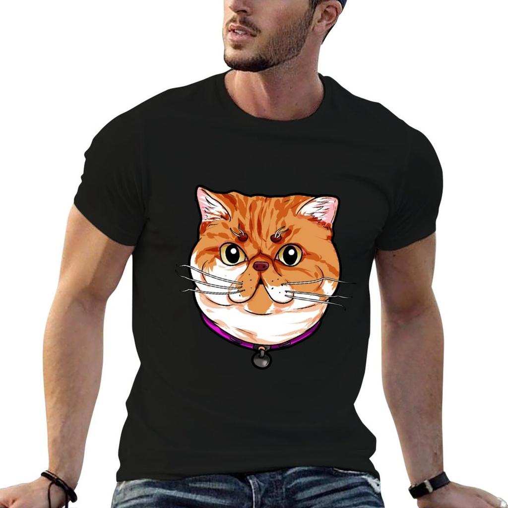 Exotic Shorthair Cat Cats Face Cute Sweet Cartoon Tshirt Breathable Gym Short Sleeve Tshirt