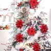 24Pcs Red Christmas Poinsettias Flowers Decoration Artificial Flowers for Christmas Tree Ornaments Suitable for Home Christmas Decorations