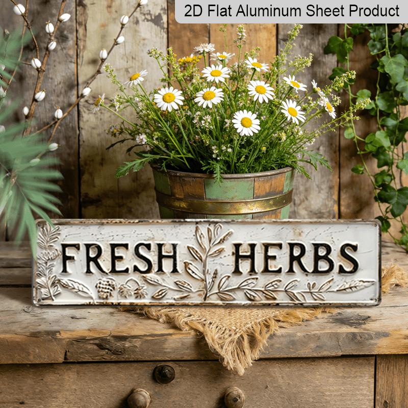 

Vintage Fresh Herbs Metal Plaque, Aluminum Floral Farmhouse Wall Sign for Home & Outdoor Decor, 15.7×3.94inch 15.7×3.94Inch/40*10cm