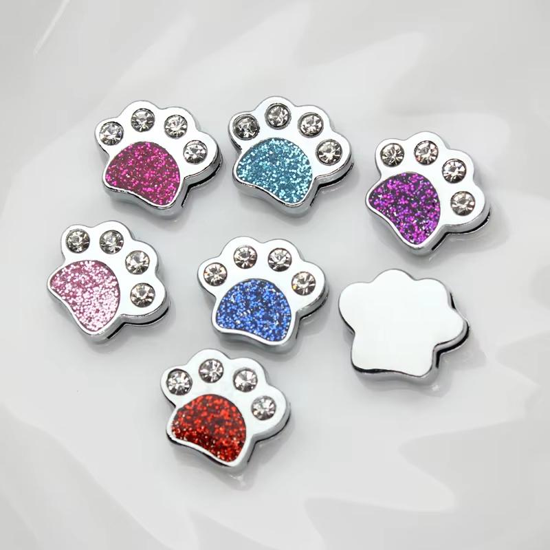 110Pcs/Lot Dog Cat Paw 8mm Slide Charms For Bracelet Women Jewelry Making Connector Dog Pet Collar DIY Keychain Accessories Gift
