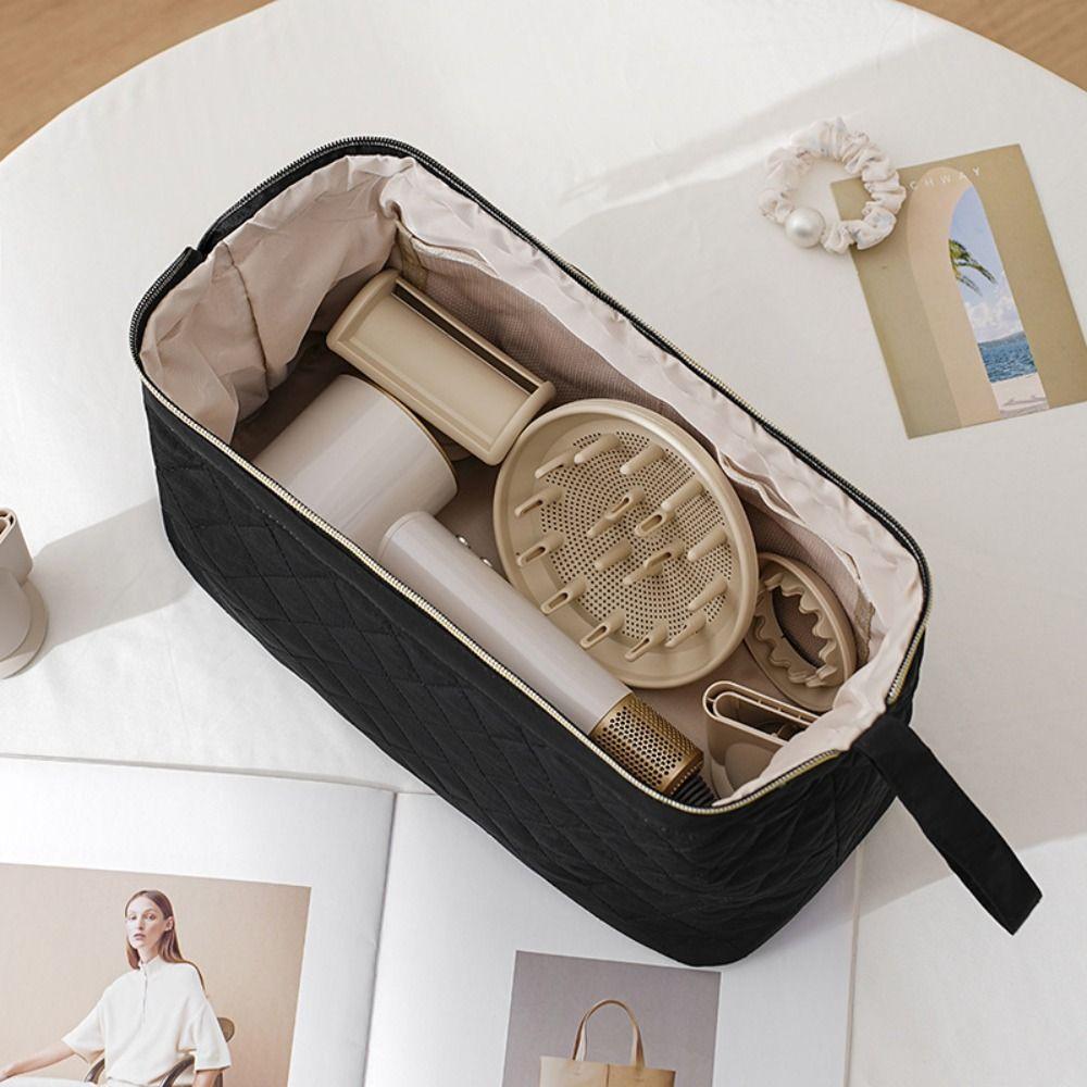 Portable Solid Color Storage Organizer Quilted Large Capacity Makeup Bags Pen Bags Travel