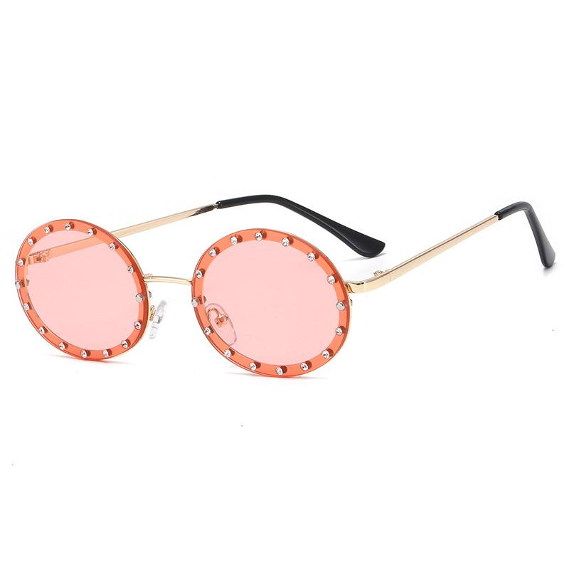 Rhinestone Decor Oval Women Sunglasses UV Protection Fashion Trendy European American Style Travel Sun Glass