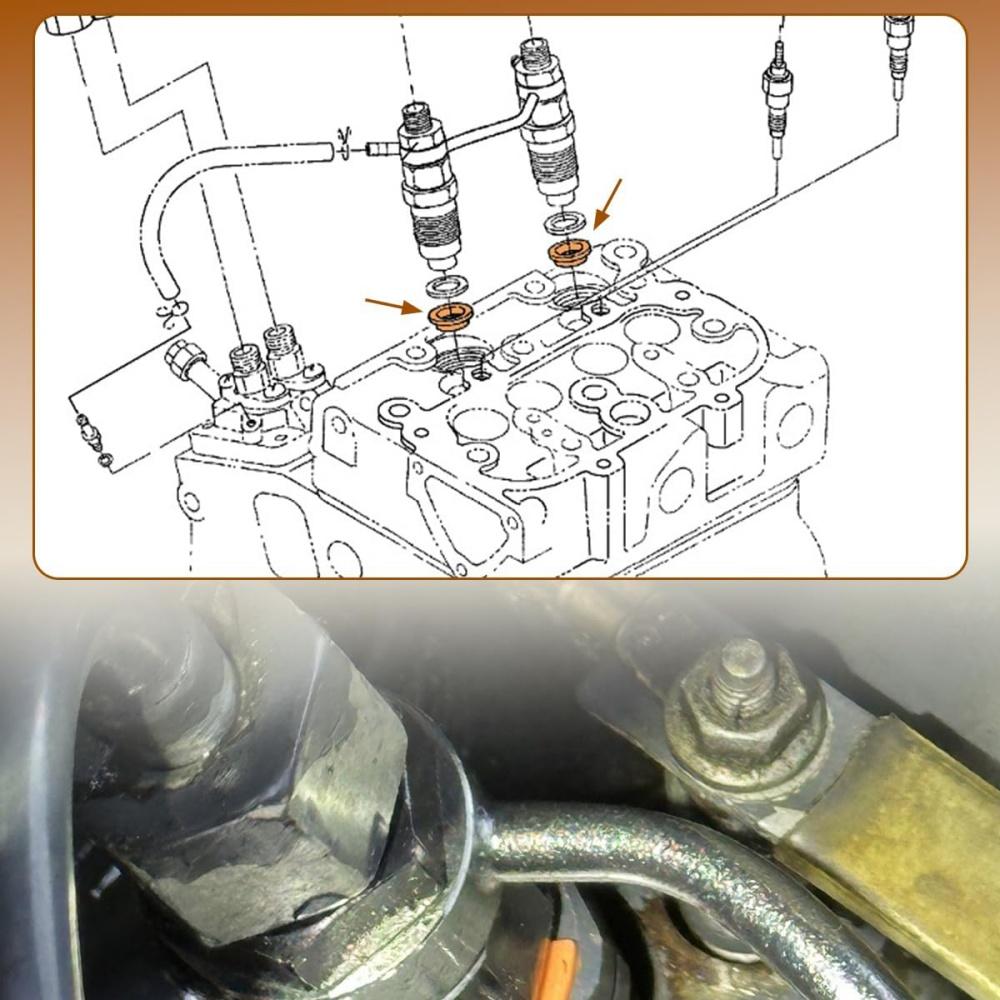 Těsnící podložka vstřikovače Tepelný štít Pro 4válcové motory Kubota V1205 V1305 V1505