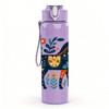 1PC Folk Decorated Blue Horse 750ml Color Plastic Sports Water Bottle Leakproof Flip Straw Lid Suitable for Sports Office Home Use