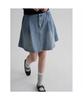 Pleated Denim Mini Skirt Sky Blue