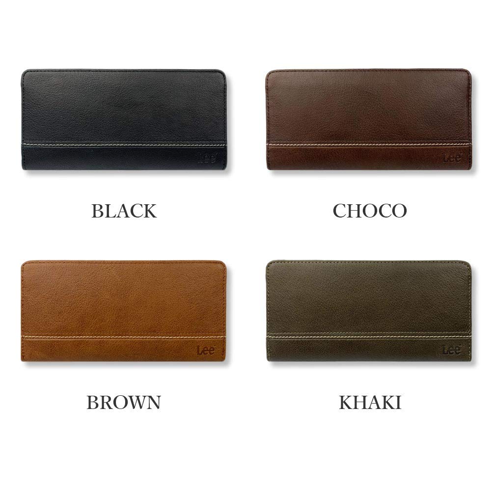Lee Stitch Design Round Zipper Long Wallet (KHAKI)