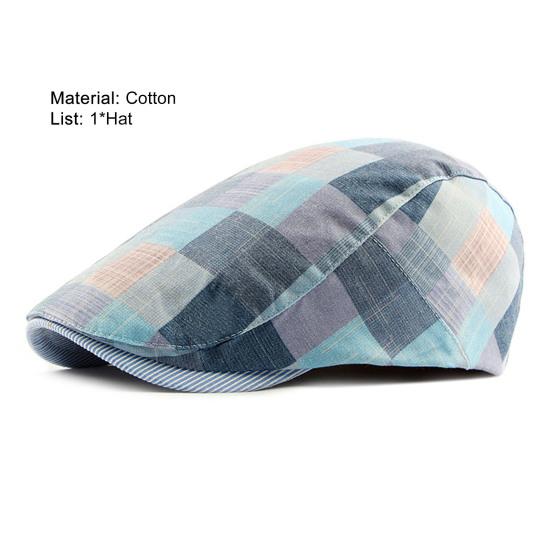 Gorras de Pescador Avanzadas Planas Vintage Cuadros Colores Contrastantes Sombrero de Hombre para Uso Diario