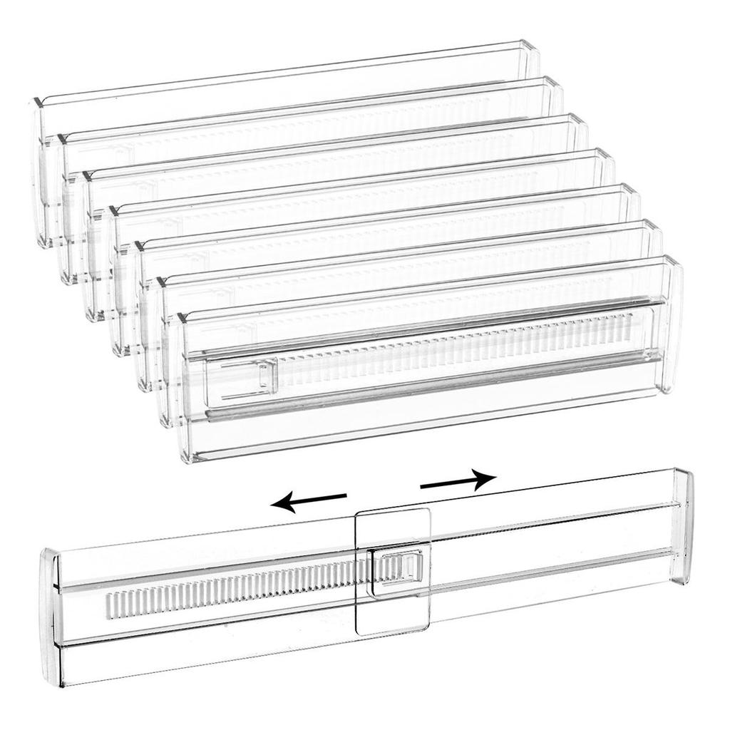 Adjustable Transparent Drawer Dividers with Foam Ends, Expandable and Retractable, Multiple Pack