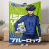 1pc Blue Lock Soccer Hero Flannel Blanket Soft Warm Throw Blanket for Bedroom Living Room Bed Travel Camping Picnic Gift. MT71501117