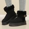 Fashion Faux Fur Winter Ankle Boots Women Fashion Buckle Anti Slip Platform Snow Boots Woman Plus Size Faux Suede Warm Short Booties