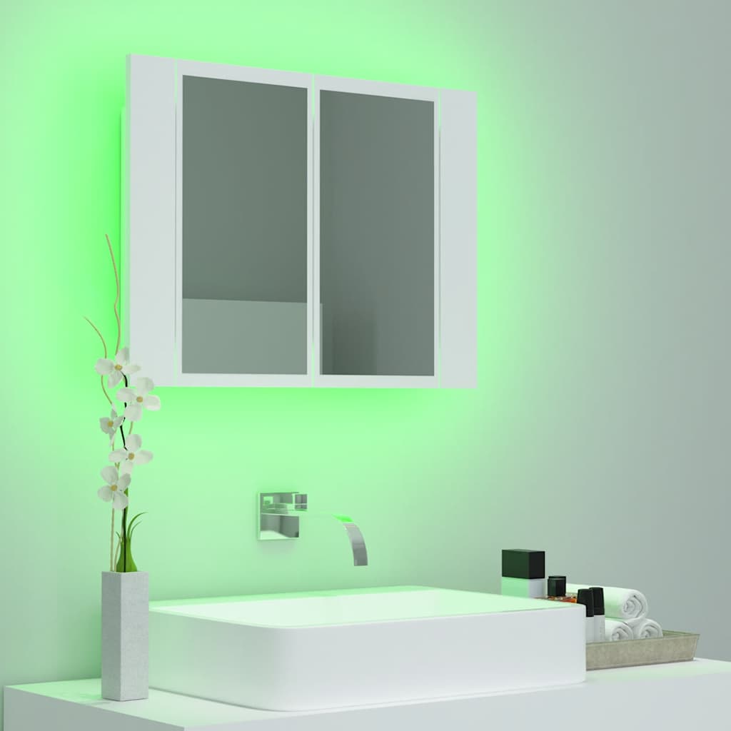 LED Bathroom Mirror Cabinet White 60 X 12 X 45 Cm Acrylic
