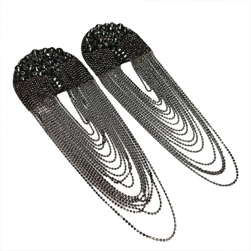 Luxury Beaded Decoration Diamond Tassel Epaulets Detachable Rhinestone Shoulder Brooch Sparkling Brooch Epaulet