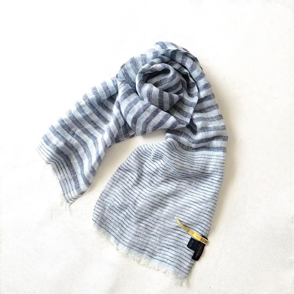Used Beautiful condition, Brooks Brothers 100% linen, hemp, stole, made in Italy, striped