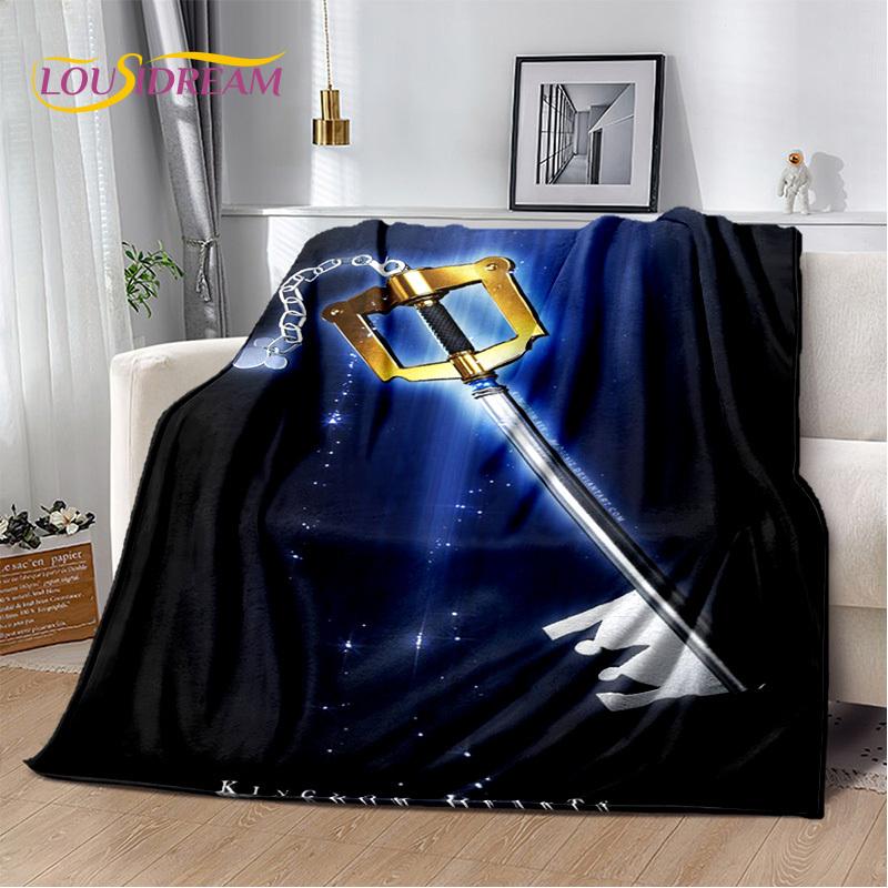 Weiche Plüschdecke mit 3D-Cartoon-Motiv „Kingdom Hearts“, Flanelldecke, Überwurfdecke für Wohnzimmer, Schlafzimmer, Bett, Sofa, Picknick, Kindergeschenk