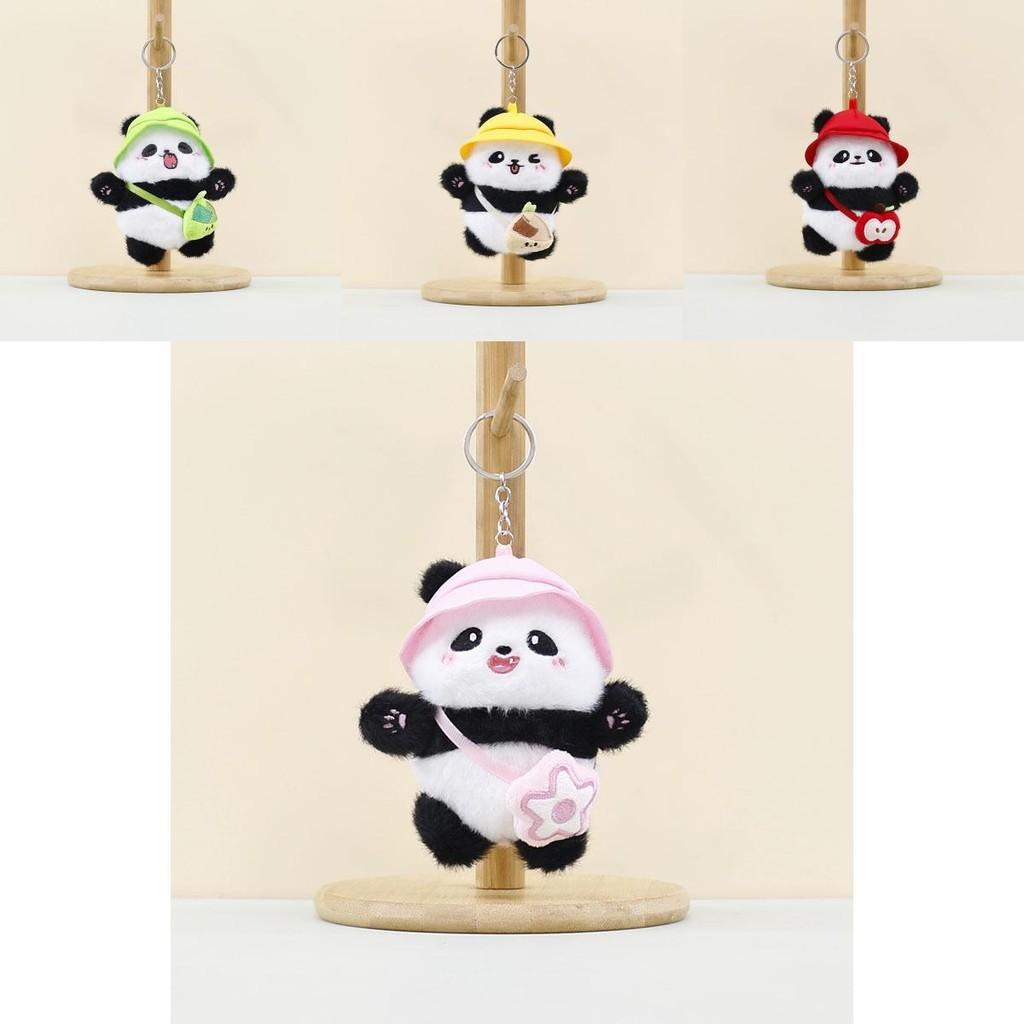 Soft And Cuddly Plush Panda Doll With Colorful Hat Perfect For Backpacks And Keyrings