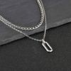 Stylish Geometry Layering Necklaces for Men Women,Silver Color Stainless Steel Rectangle Pendant Neacklace,Birthday Patry Gift