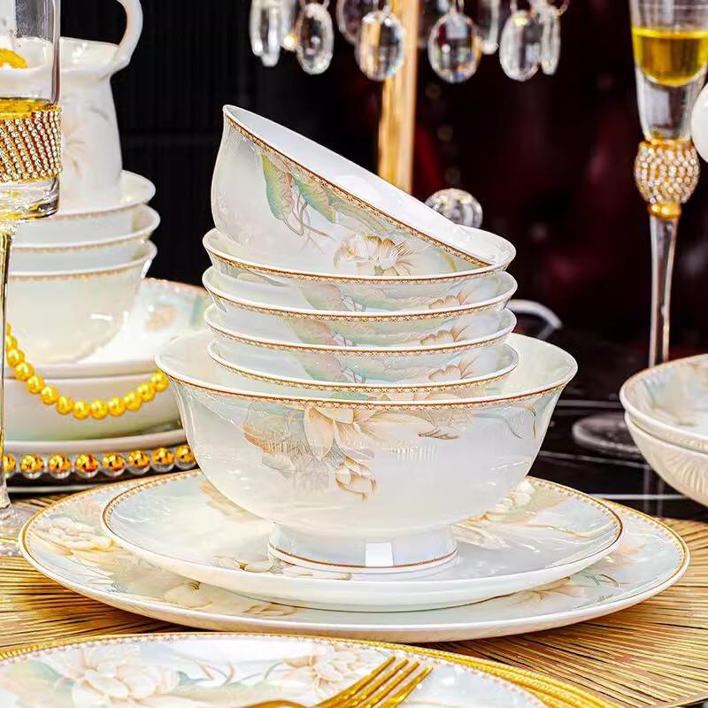 Chinese Style Bone China Noodle Bowl Set