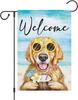 Louise Maelys Welcome Summer Dog Garden Ags 12x18 Double Sided, Burlap... FCCE ZZA IIX SSL