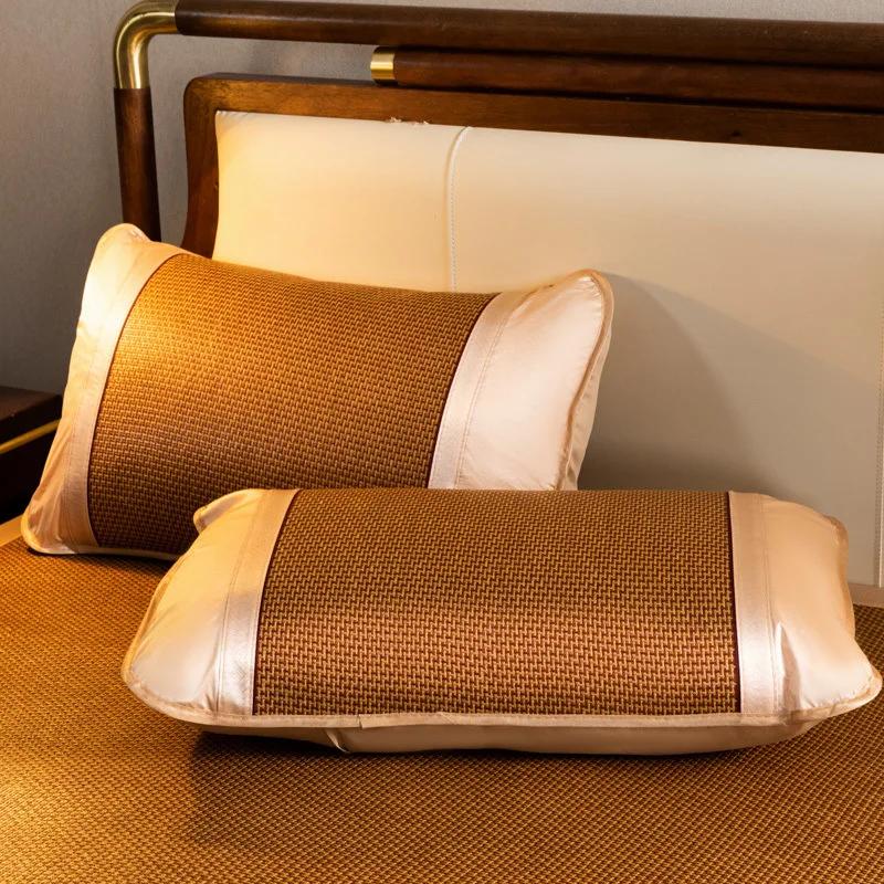 

A pair 48x72cm Summer Cool Bamboo Rattan Pillow Cover Cushions Decorative pillows for sofa Adult Pillow Cover Neck Guard 48cmx74cm A pair