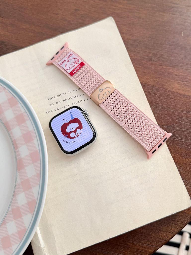 Apple Watch Serie 10 & Ultra Armband: Atmungsaktiv, Magnetverschluss, Welpendesign