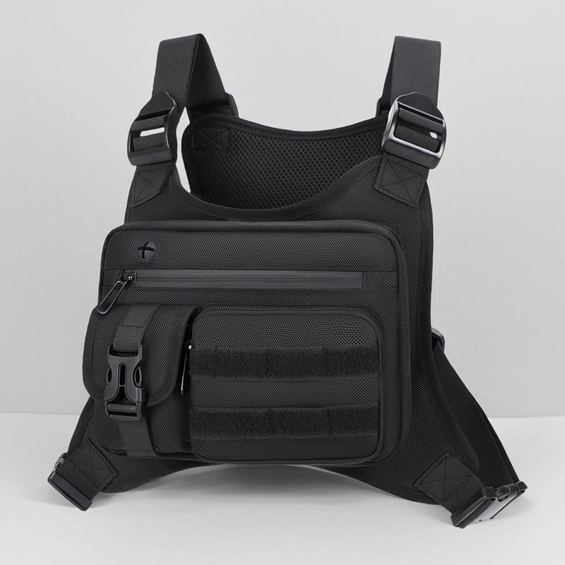 Men's Tactical Chest Pack Outdoor Sports Cycling Vest Multifunctional Front Backpack for Hiking Running