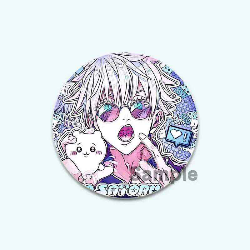

32/44/58 мм 32/44/58 мм Satoru Gojo мультфильм круглые броши супер популярный аниме значок для рюкзака одежда аксессуары булавки ювелирные изделия подарки 44mm