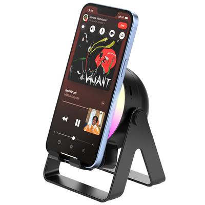Wireless Induction Speaker with Colorful Ambient Light BT Speaker 360 Rotation Phone Holder Portable Speaker Gifts for Men Women