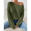 Svetr s odhalenými rameny Dámský Nové Ležérní Oblečení Dlouhý Rukáv Lodičkový Výstřih Podzim Zima Základní Volné Oversize Svetry