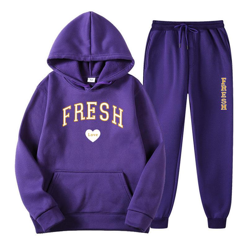 Winter New Men's Casual Sports Loose Personalized Print Youth Fashion Trend Personal Wear Hoodie Set