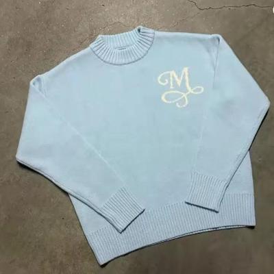 Unisex High-Quality Round Neck Knit Sweater with Letter Design