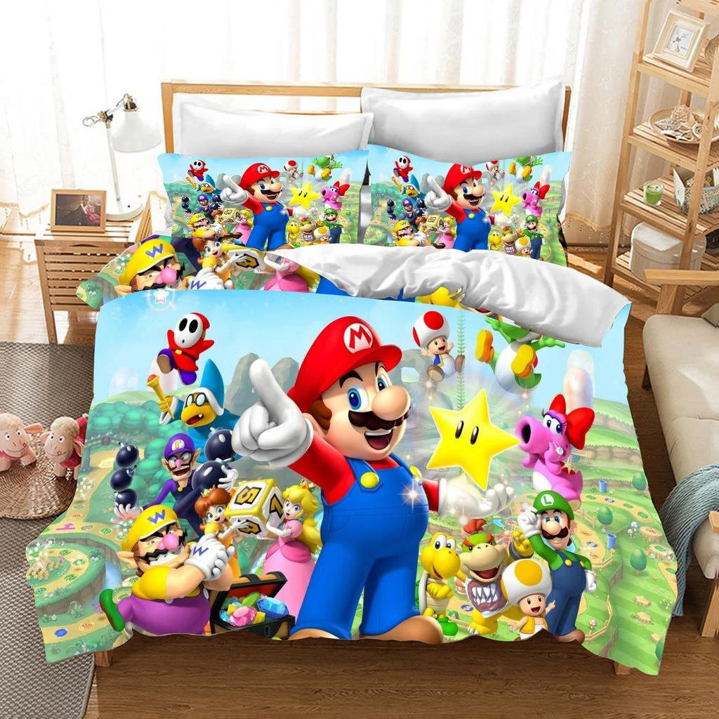 Super Mario Duvet Cover Set Comfortable and Warm Bedding Set for Decorating Your Bedroom and Enhancing Home Life for Teens Gifts