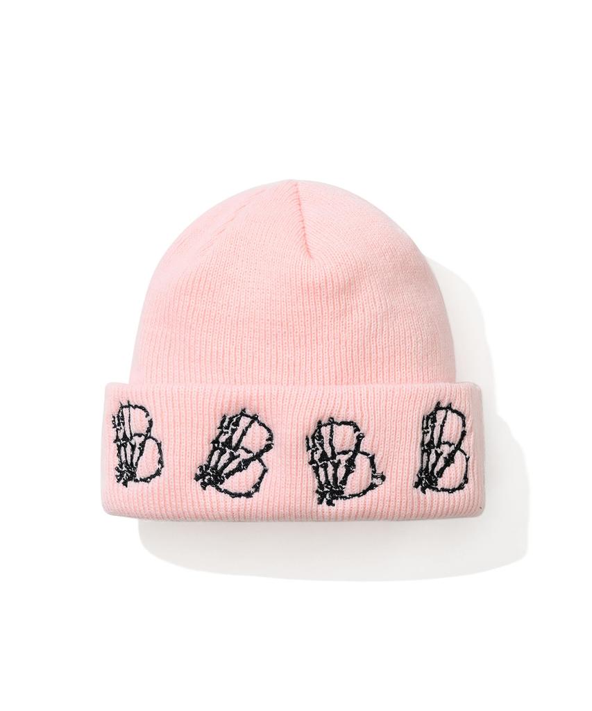 Bieseulaebis Skeleton Hand Bee Embroidery Beanie Indie Pink